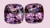 Matching pair of 2.00ct cushion-cut natural purple spinel gemstones, featuring vibrant sparkle and rare colour, perfect for custom earrings or fine jewellery designs