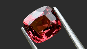 Cushion-cut pinkish brown-red spinel gemstone from Burma with eye-clean clarity, hand-cut. Ideal for bespoke custom jewellery or engagement rings.