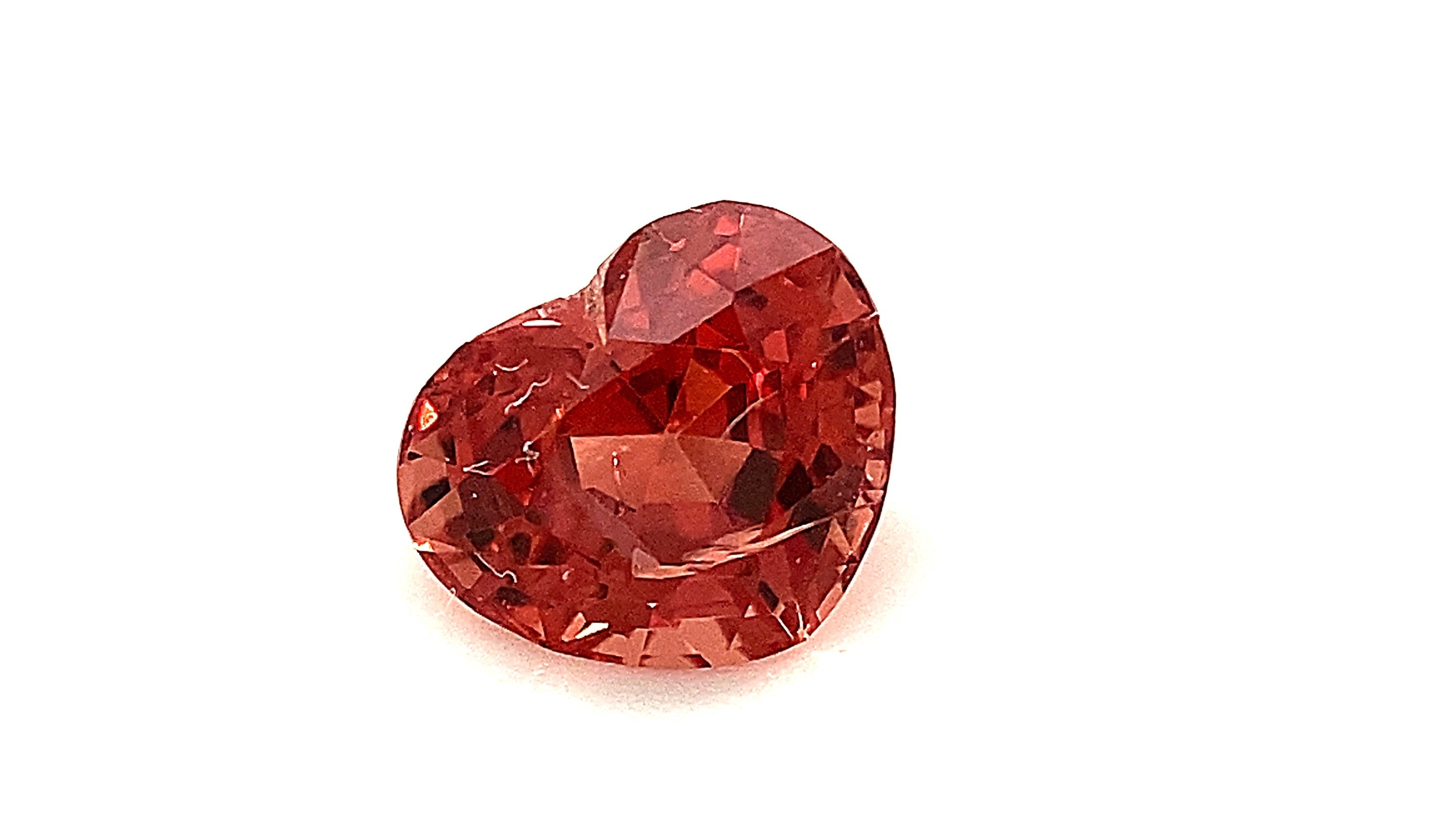 Bright Orange Heart Shaped authentic Burmese Natural Natural Spinel 1.05ct